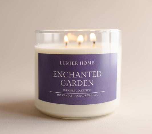 Enchanted Garden 3-Wick Soy Candle /  16 ounces / Lumier Home